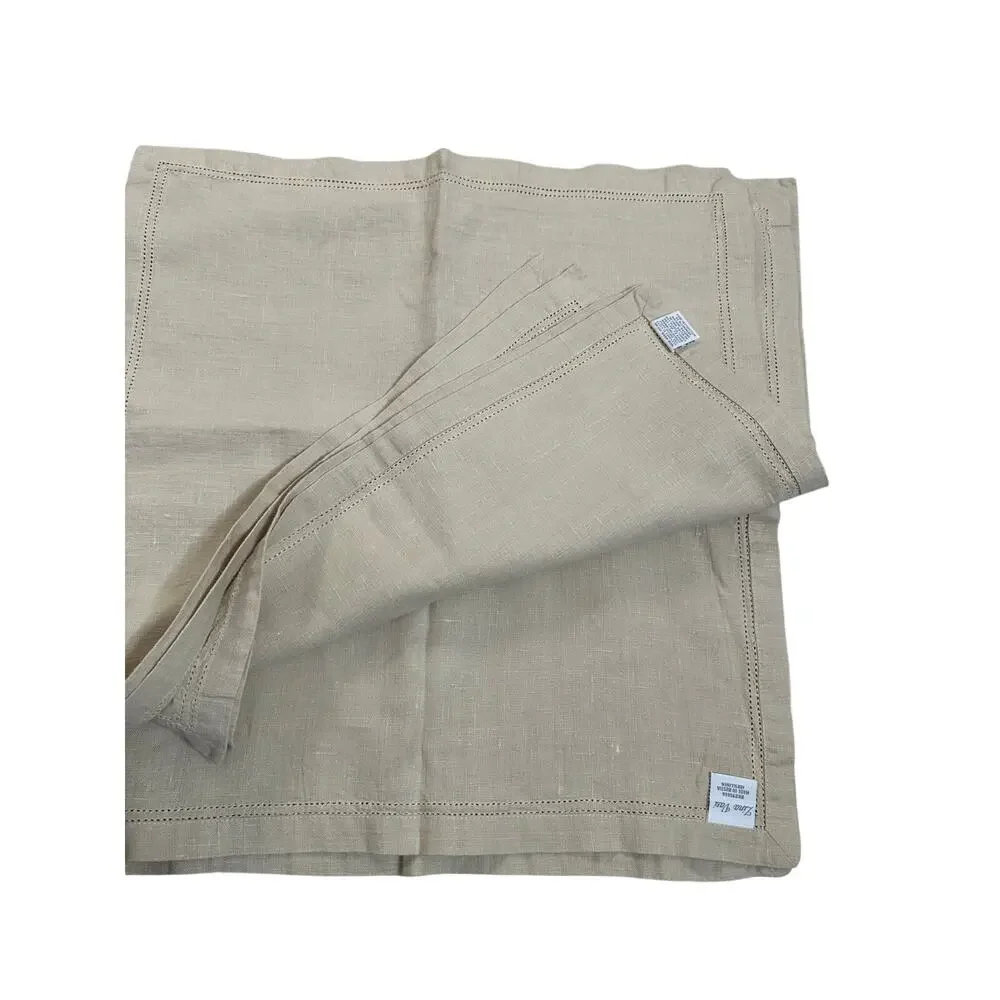 Vintage Lina Vasi 100% Linen Table Napkins in Natural Set of 7